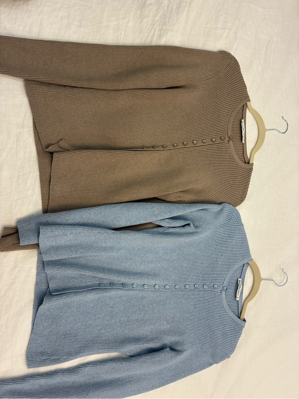 Abercrombie & Fitch Ribbed Button Cardigans - Light Blue & Brown